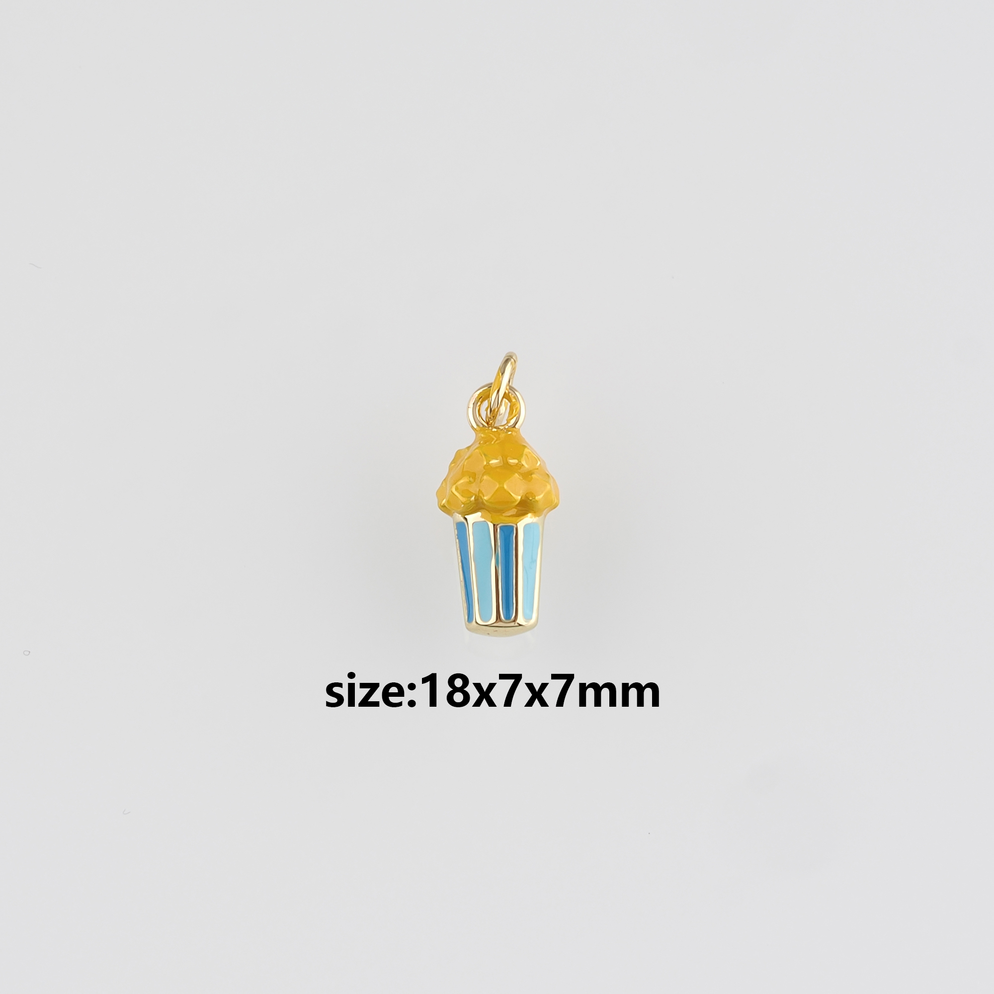 18K Gold Filled Popcorn Pendant,Enamel Popcorn Charm Earrings Necklace for DIY Jewelry Making Supply