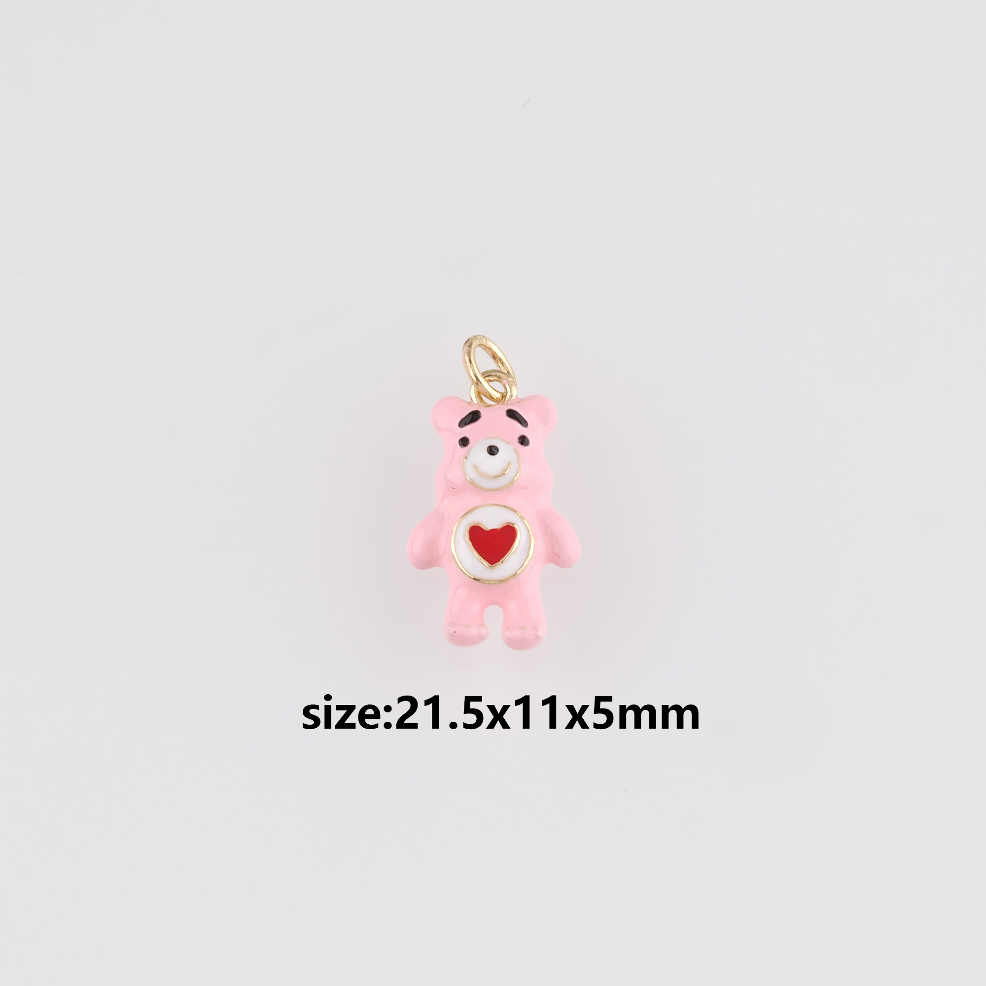 18K Gold Filled Bear Pendant,Enamel Bear Charm Earrings Necklace for DIY Jewelry Making Supply