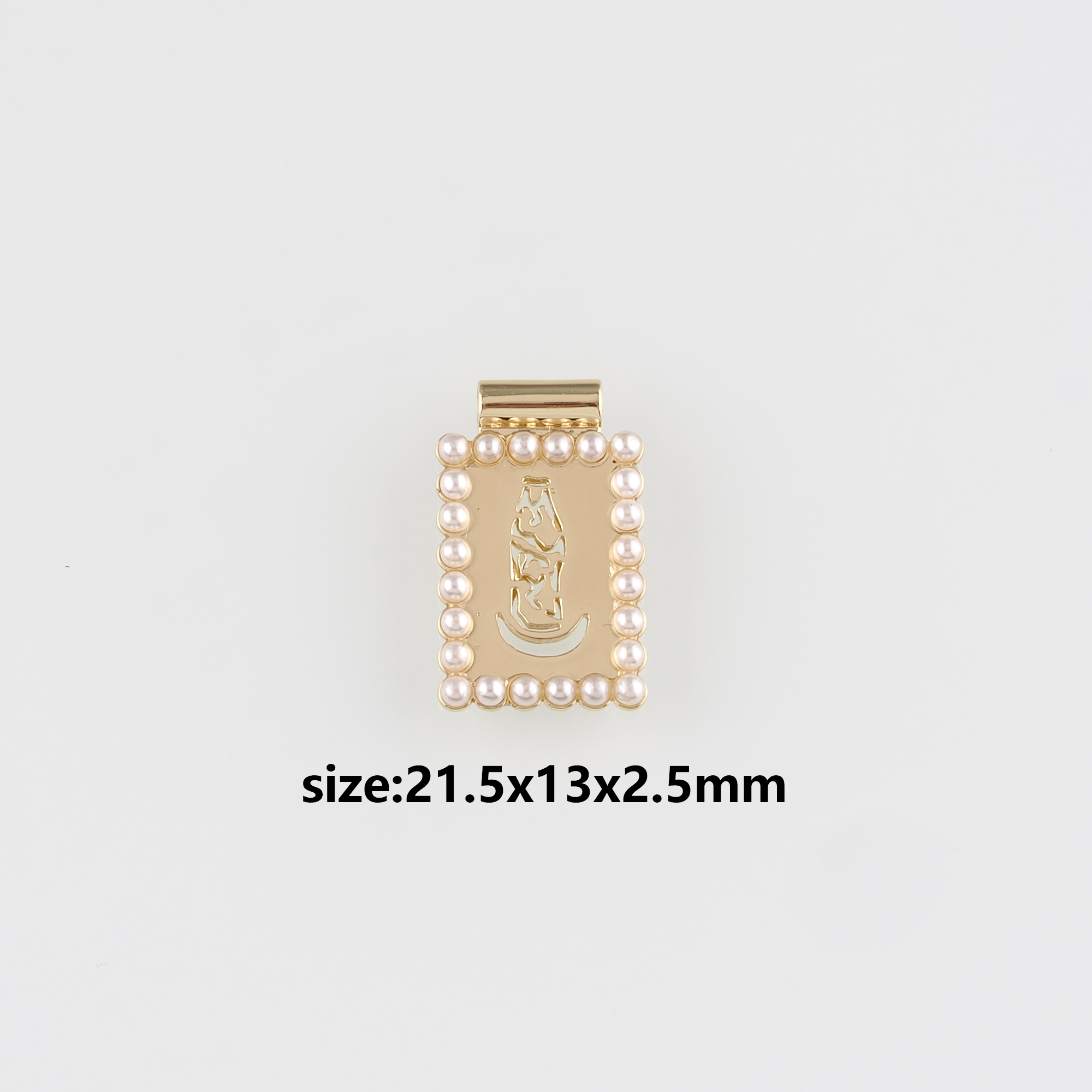 18K Gold Filled Rectangle Pendant,Pearl Rectangle Charm Earrings Necklace for DIY Jewelry Making Supply