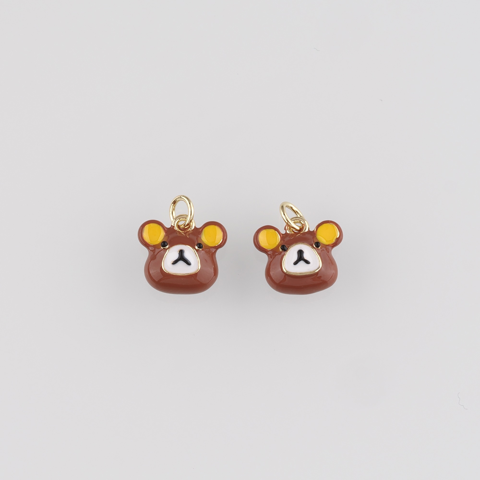 18K Gold Filled Bear Pendant,Enamel Bear Charm Earrings Necklace for DIY Jewelry Making Supply