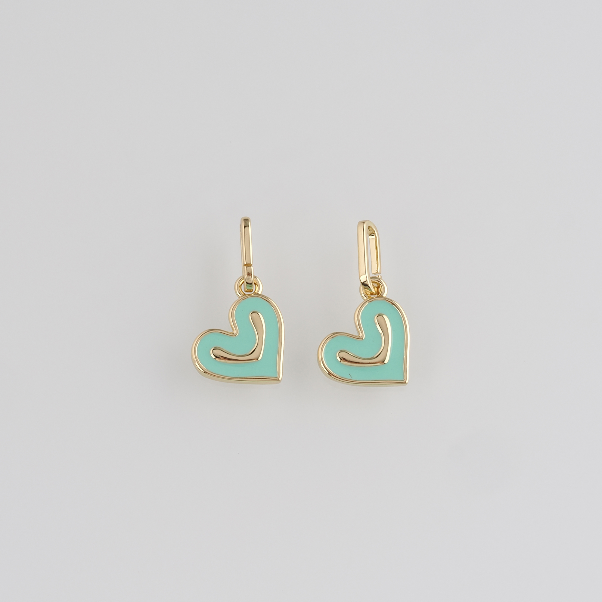 18K Gold Filled Heart Pendant,Enamel Heart Charm Earrings Necklace for DIY Jewelry Making Supply