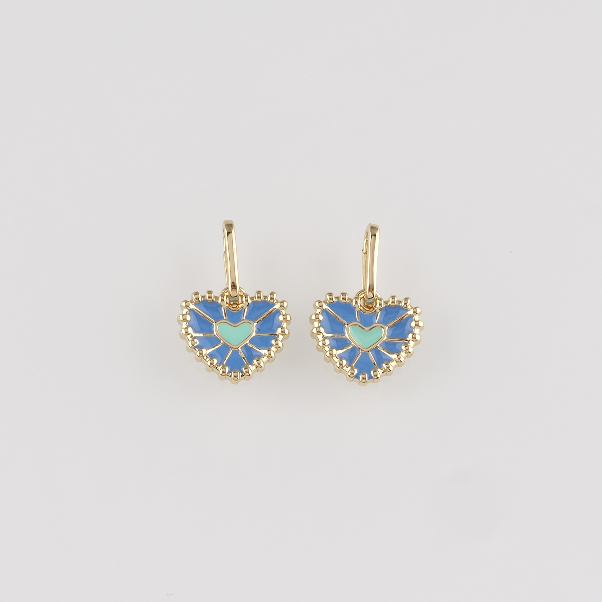 18K Gold Filled Heart Pendant,Enamel Heart Charm Earrings Necklace for DIY Jewelry Making Supply