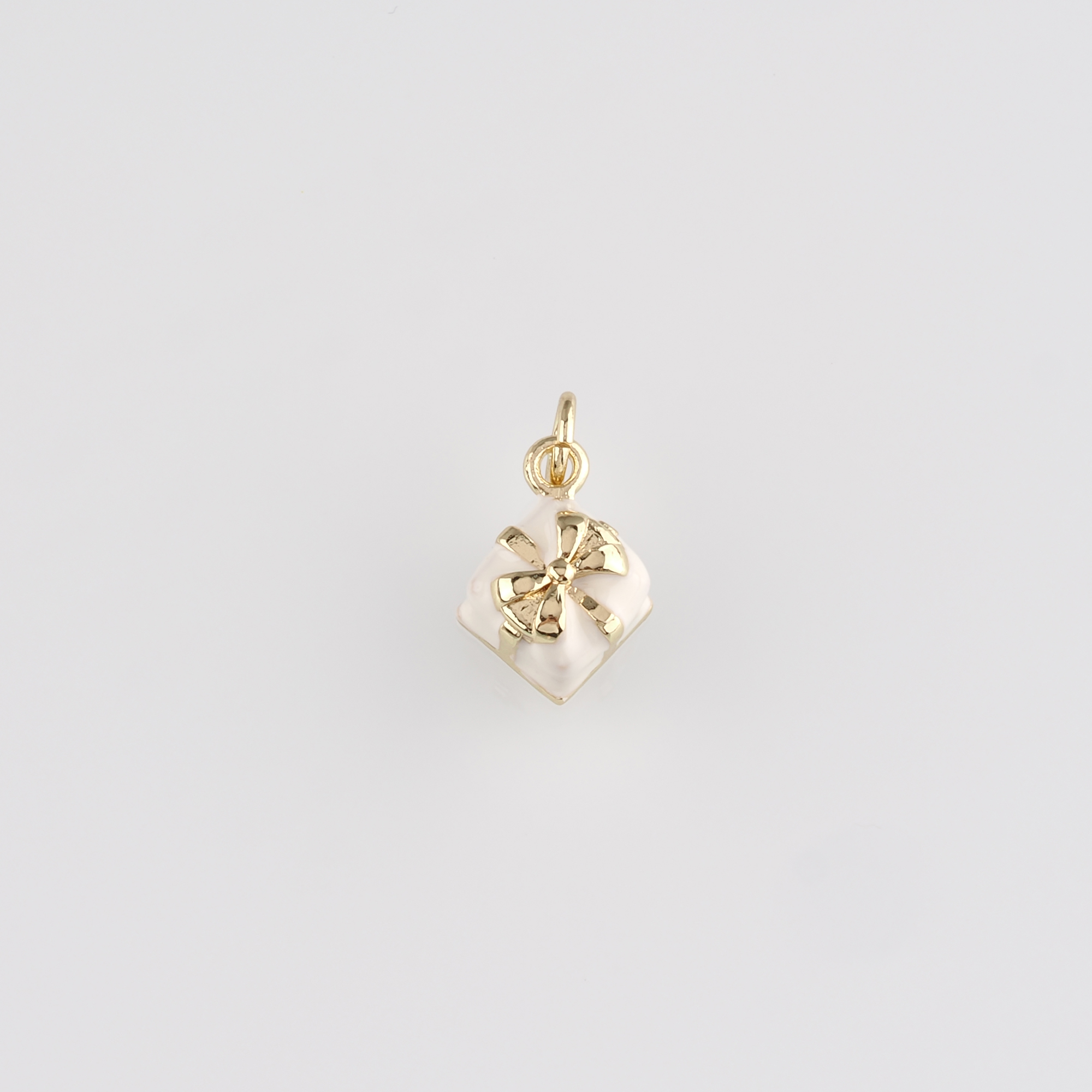 18K Gold Filled Christmas Gift Box Pendant,Enamel Christmas Charm Earrings Necklace for DIY Jewelry Making Supply