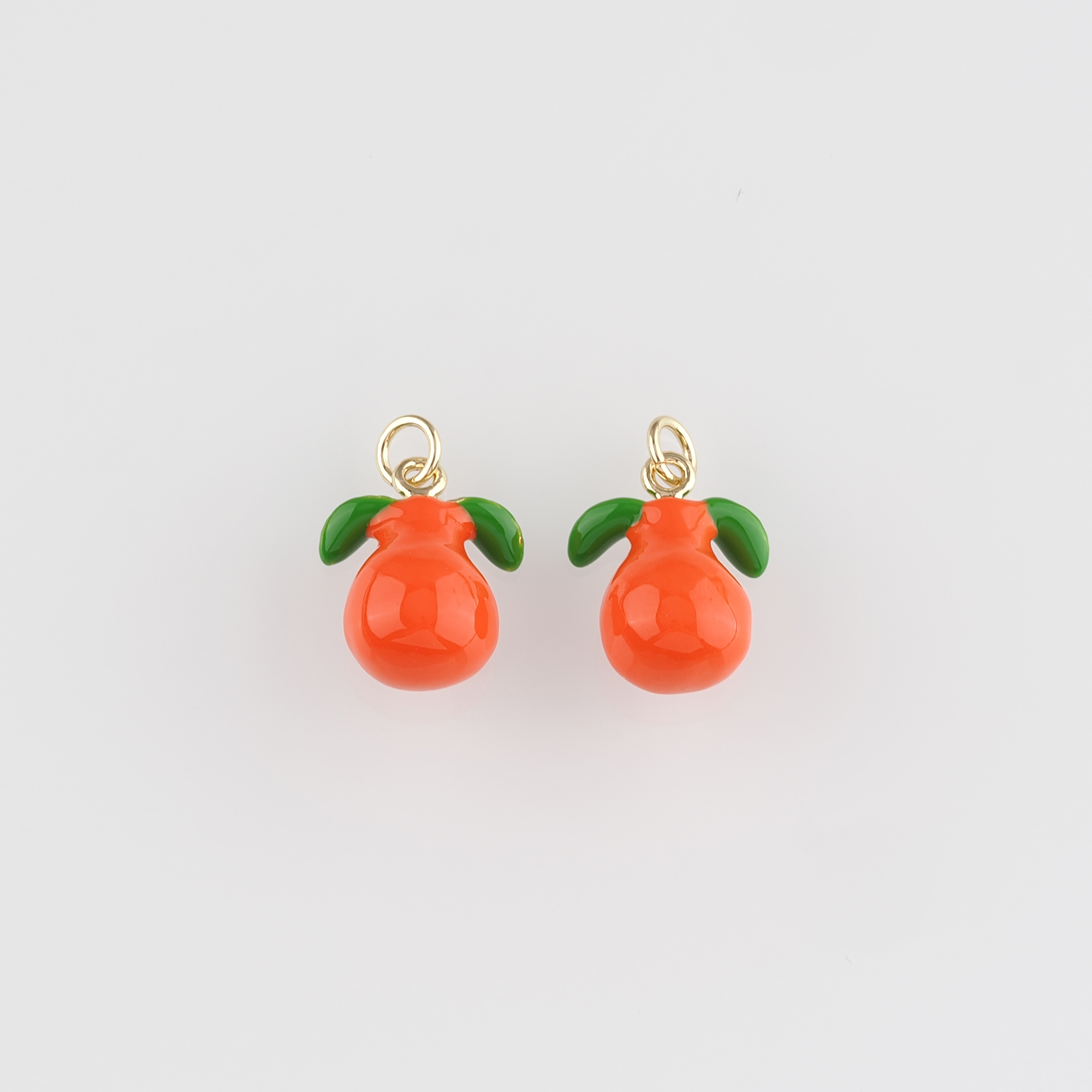 18K Gold Filled Orange Pendant,Fruit Charm,Enamel Orange Earrings Necklace for DIY Jewelry Making Supply