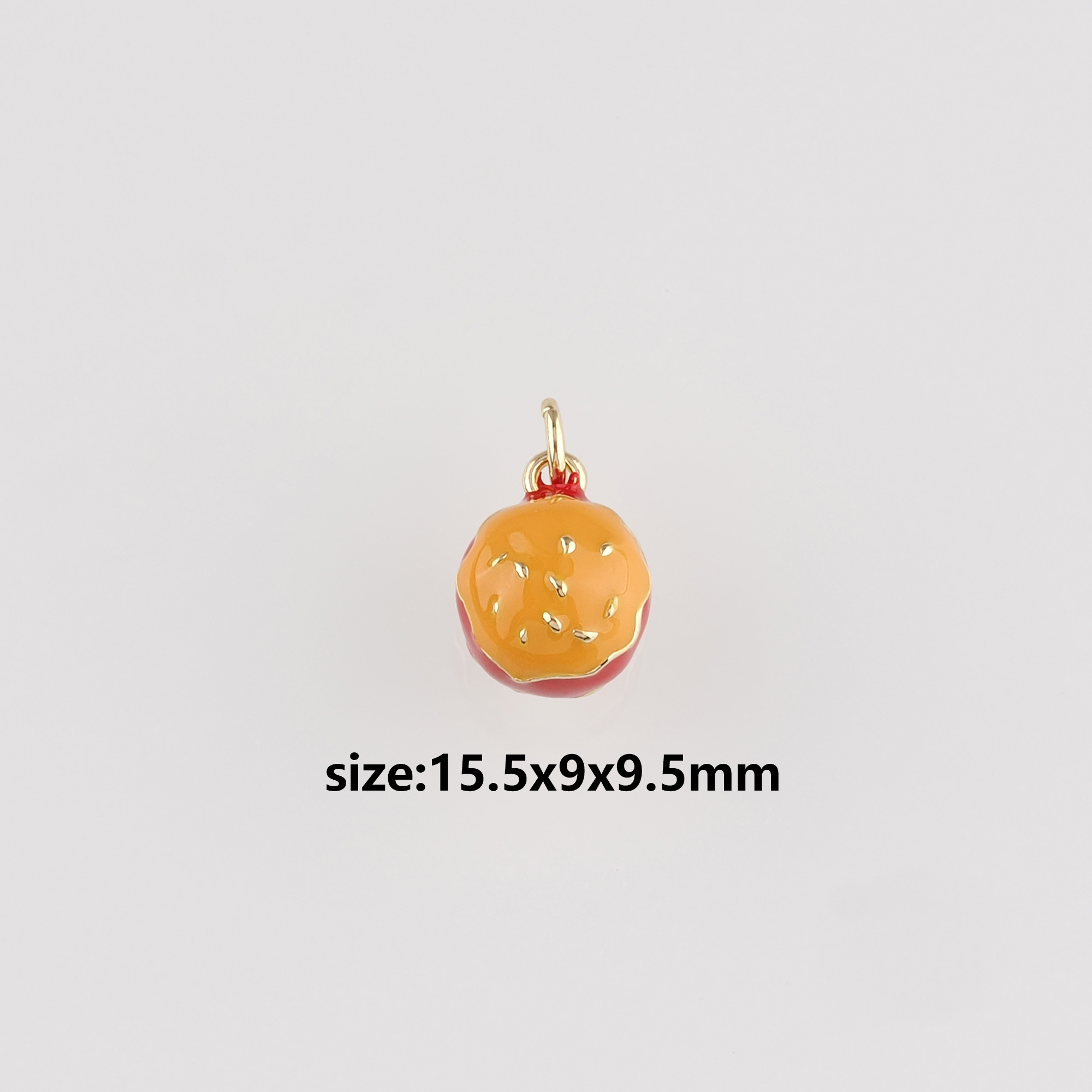 18K Gold Filled Hamburger Pendant,Enamel Hamburger Charm Earrings Necklace for DIY Jewelry Making Supply