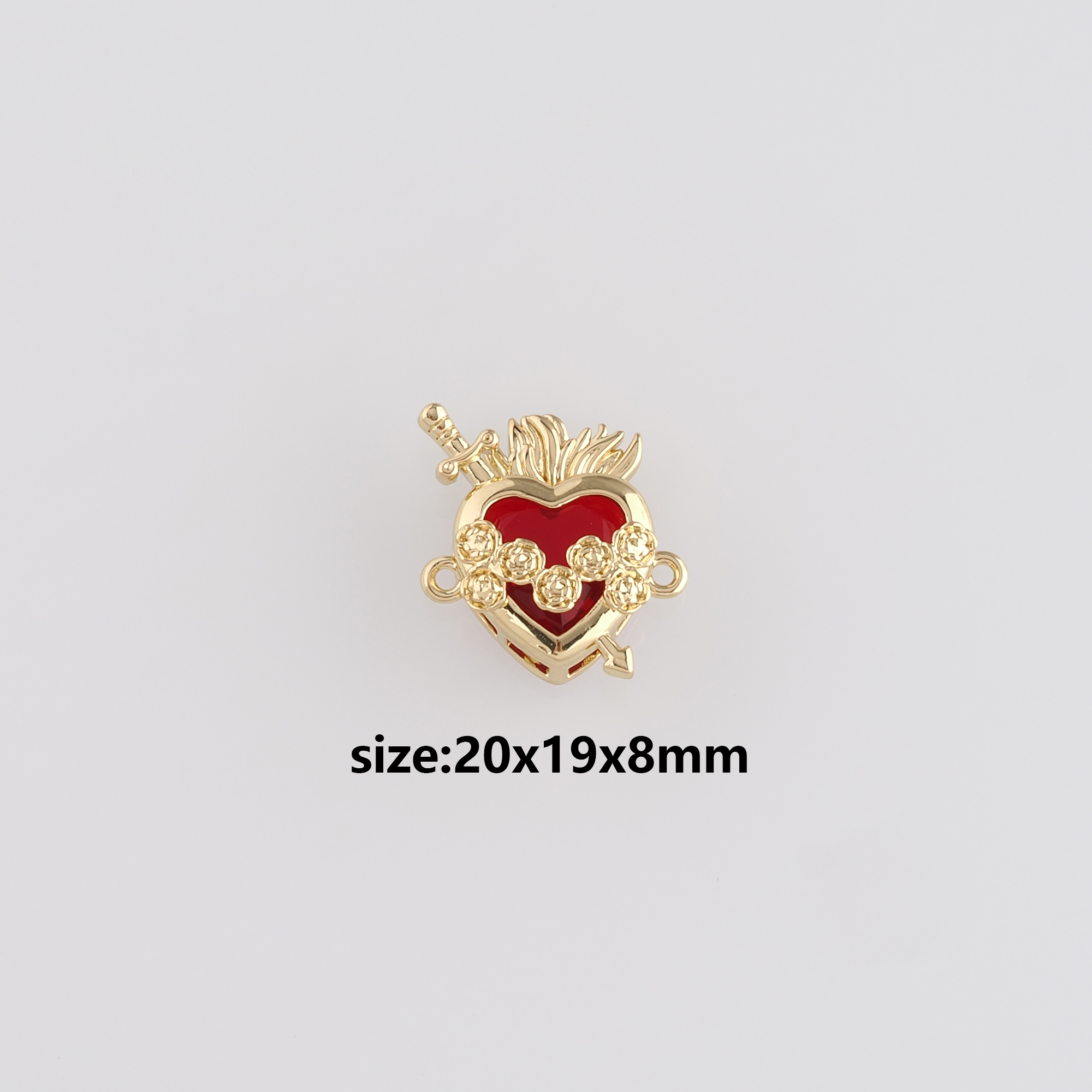 18K Gold Filled Sacred Heart Connector,Sacred Heart Charm Necklace Bracelet for DIY Jewelry Making Supply
