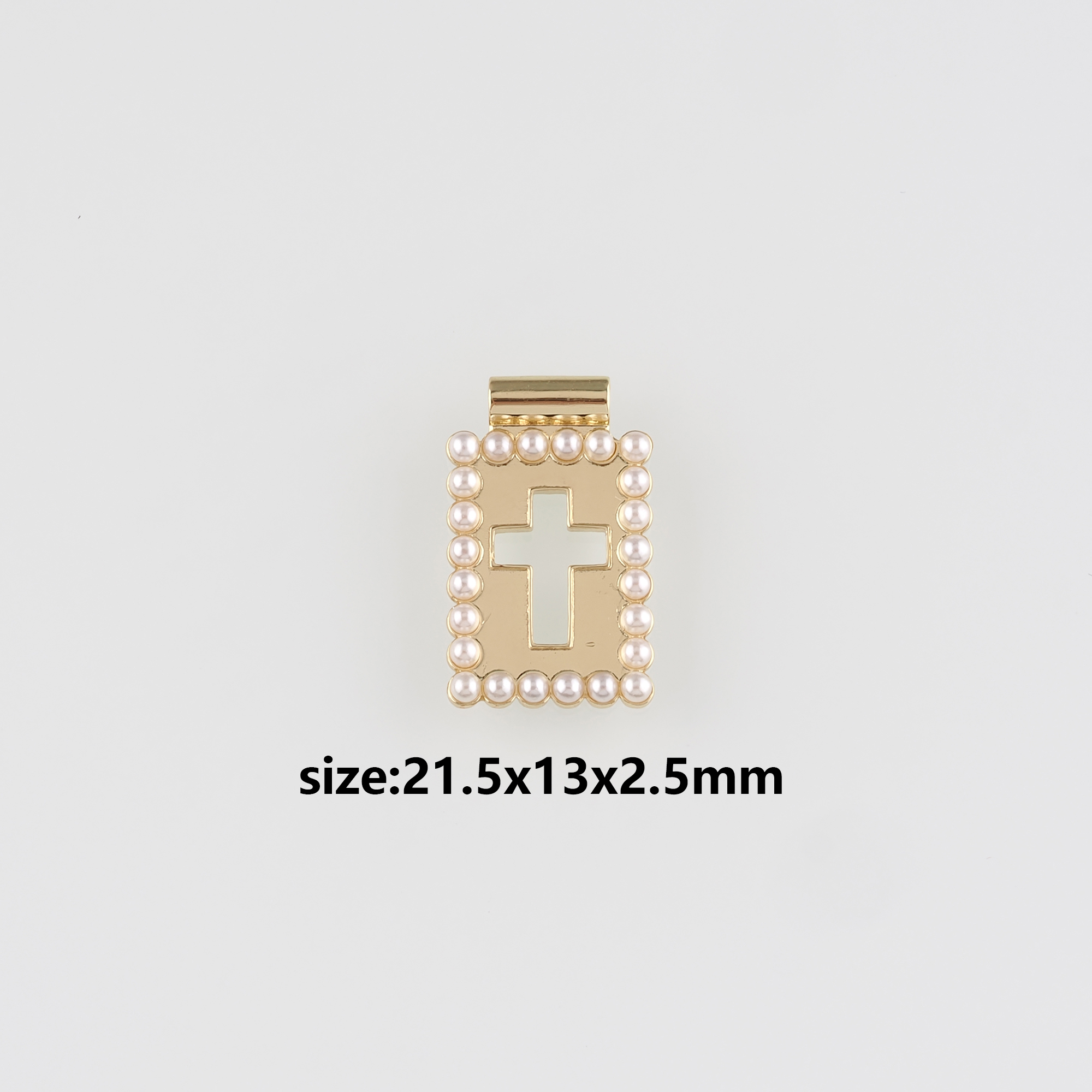 18K Gold Filled Cross Pendant,Pearl Cross Charm Earrings Necklace for DIY Jewelry Making Supply