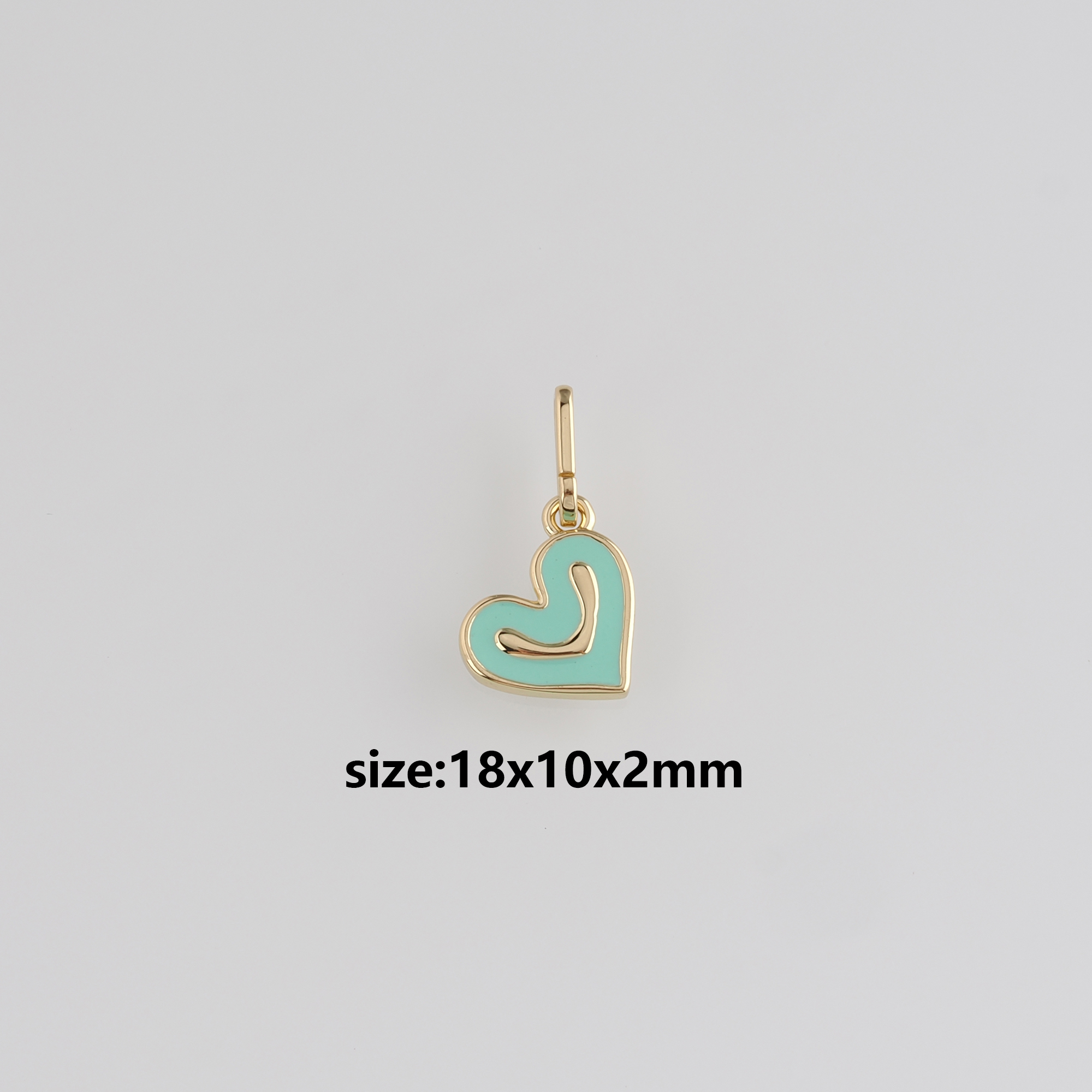 18K Gold Filled Heart Pendant,Enamel Heart Charm Earrings Necklace for DIY Jewelry Making Supply