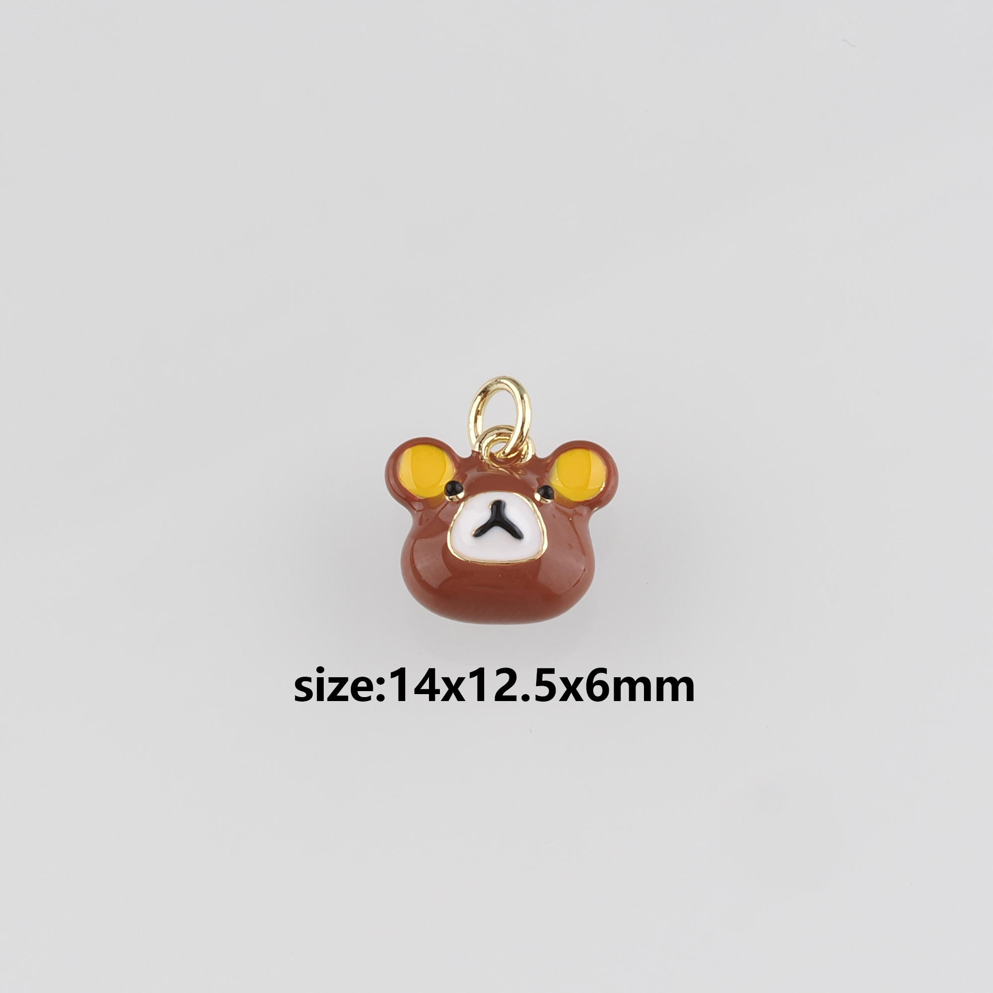 18K Gold Filled Bear Pendant,Enamel Bear Charm Earrings Necklace for DIY Jewelry Making Supply