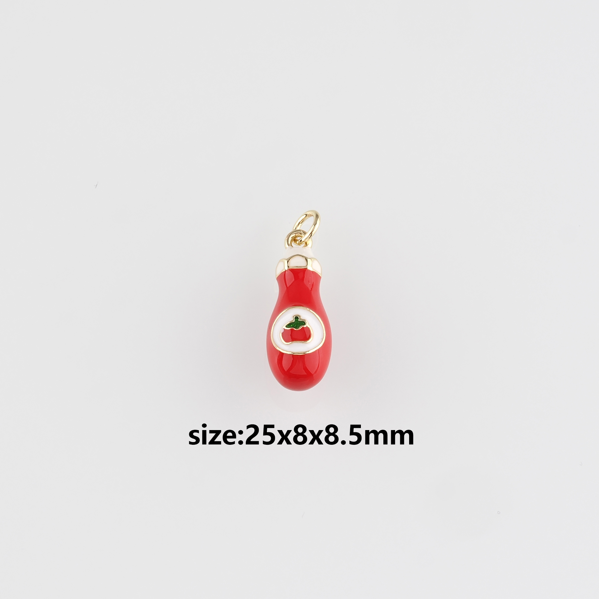 18K Gold Filled Ketchup Pendant,Enamel Ketchup Charm Earrings Necklace for DIY Jewelry Making Supply